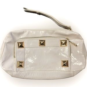 FRANCHI COLLECTION White Patent Leather Clutch with Gold Accents